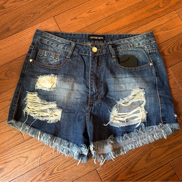 Distressed Denim Shorts - Picture 1 of 4